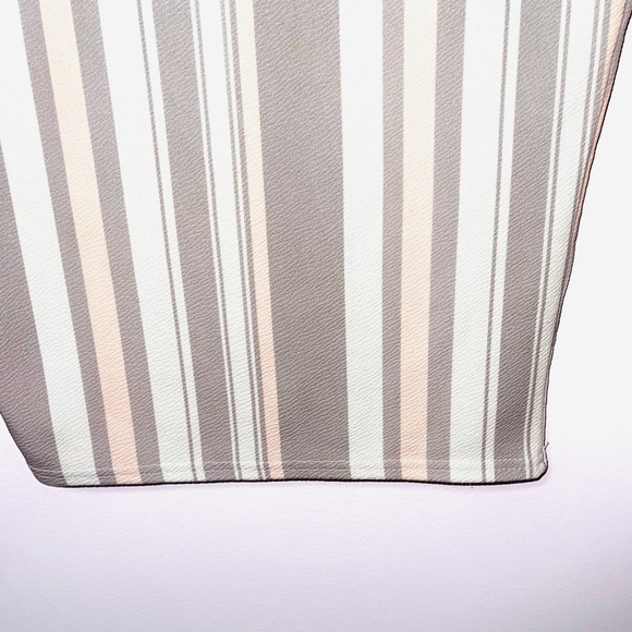 Boohoo Tan & White Striped High Rise Bodycon Fitted Midi Skirt 4 Women’s - Picture 5 of 9